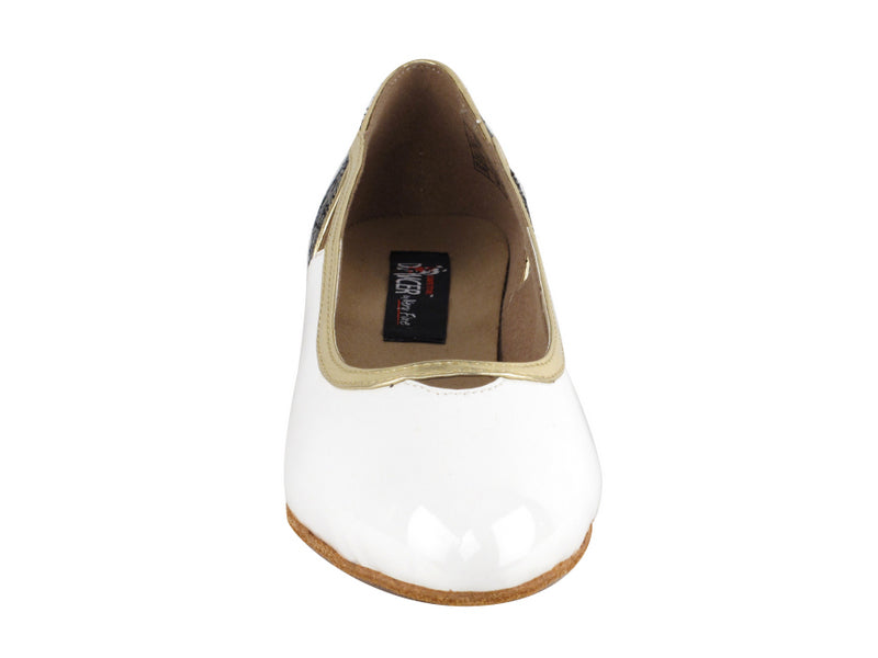 CD5503 Black Sparkle & White Patent Cuban Heel