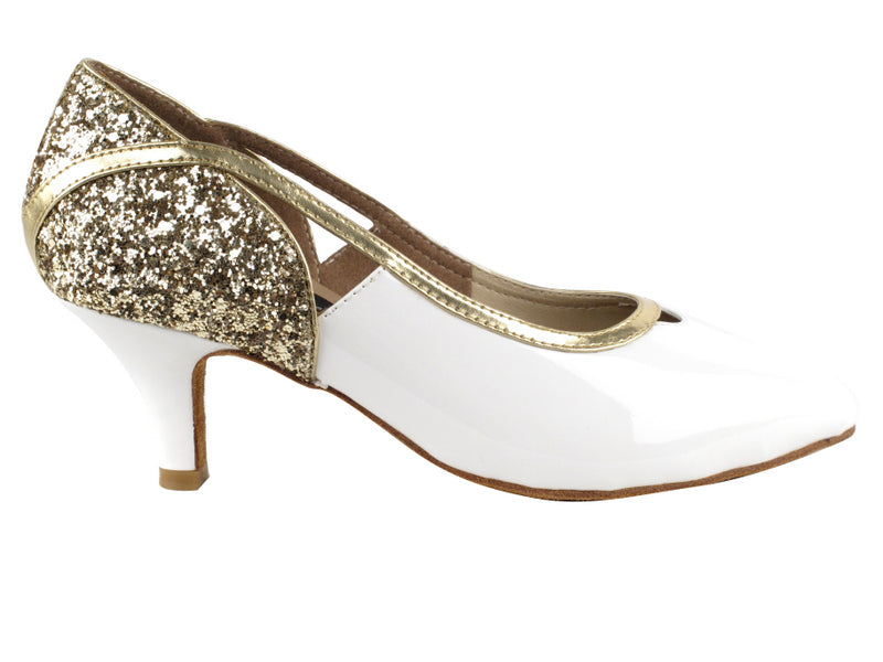 CD5503 Paillettes dorées et vernis blanc