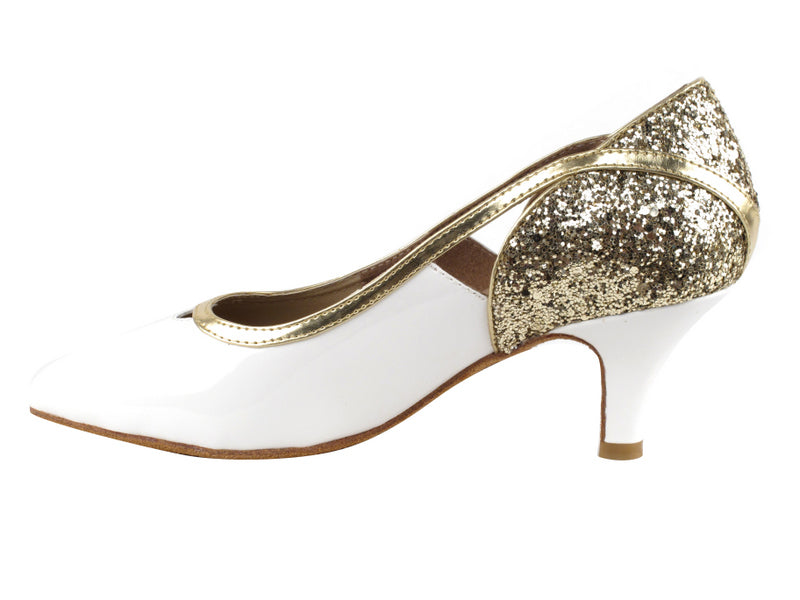 CD5503 Paillettes dorées et vernis blanc