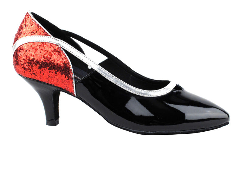 CD5503 Rouge pailleté et vernis noir