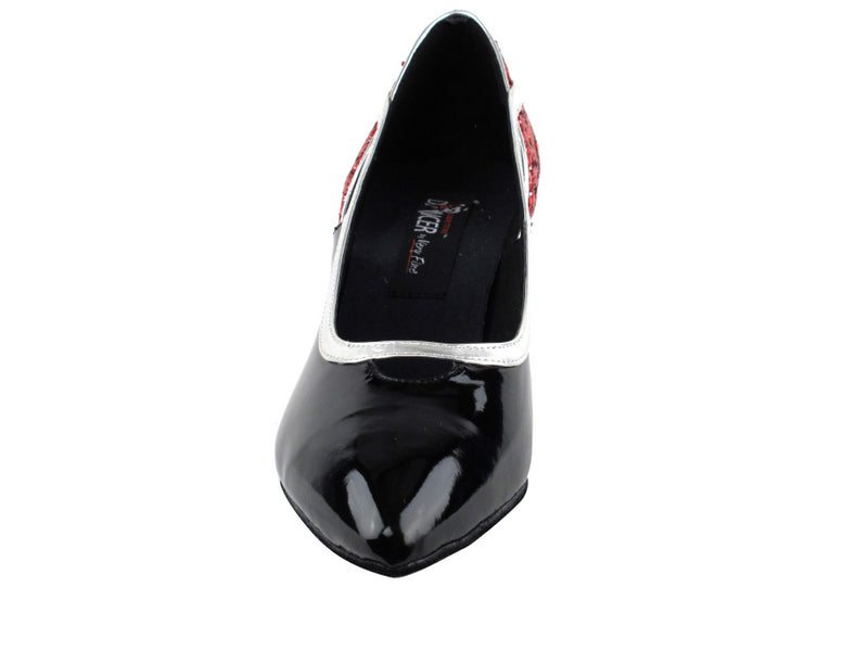 CD5503 Rouge pailleté et vernis noir