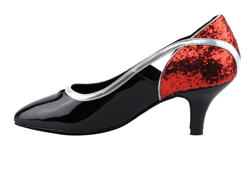 CD5503 Rouge pailleté et vernis noir