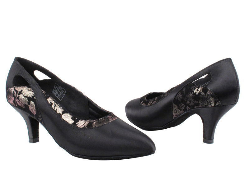 CD5505 Black Satin with 2.5" Slim heel in the photo