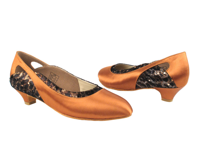 CD5505 Dark Tan Satin with 1.1" heel in the photo