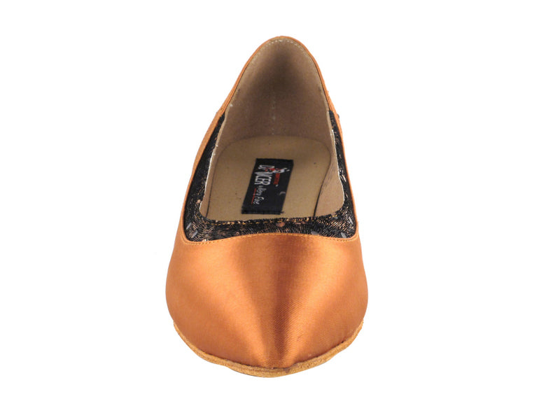 CD5505 Dark Tan Satin Cuban Heel