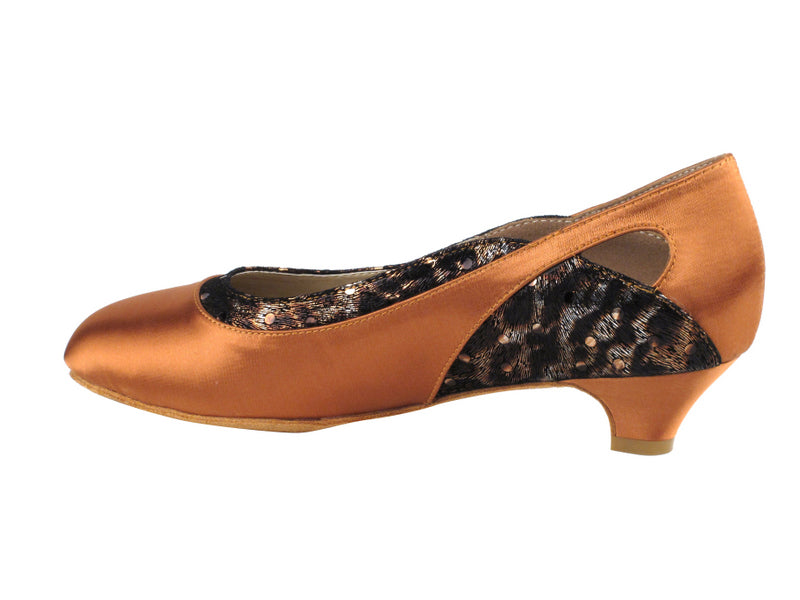 CD5505 Dark Tan Satin Cuban Heel