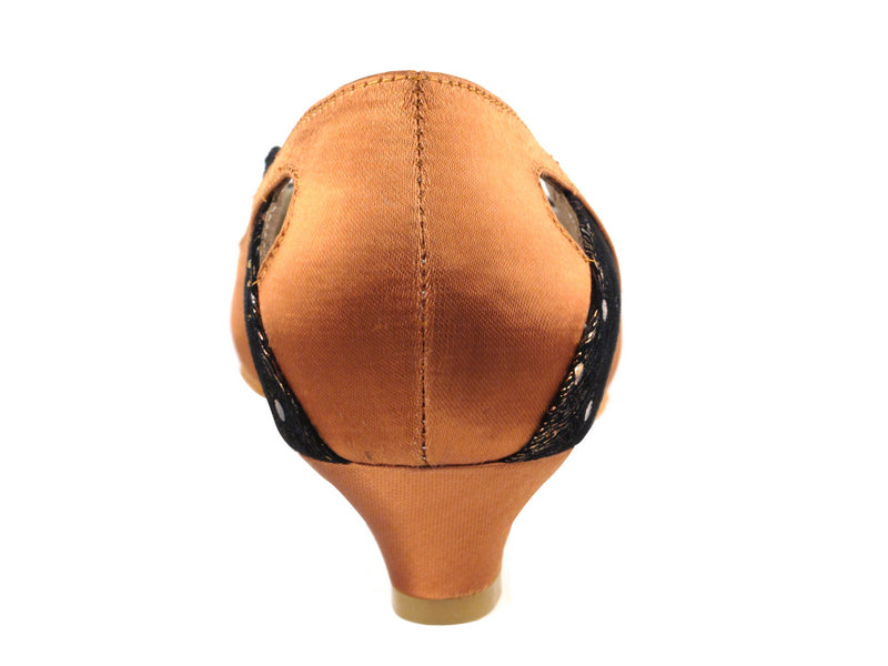 CD5505 Dark Tan Satin Cuban Heel