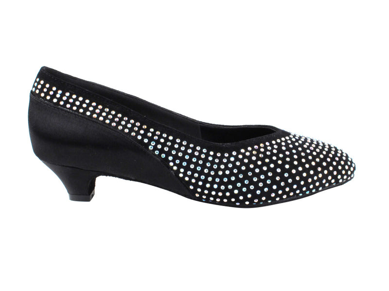 CD5506 Black Suede & Satin Cuban Heel