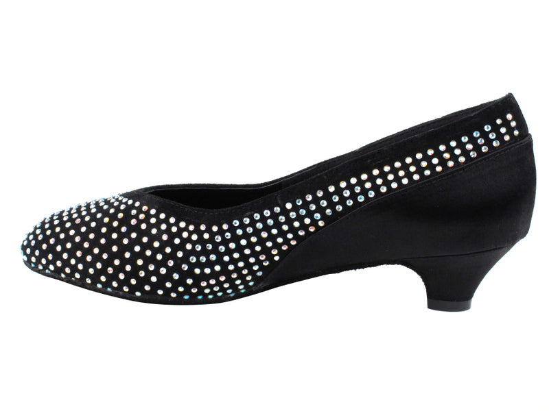 CD5506 Black Suede & Satin Cuban Heel