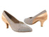 CD5506 Grey & Tan Satin with 2.5" Slim heel in the photo
