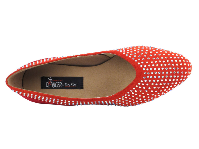 CD5506 Red Suede & Satin Cuban Heel