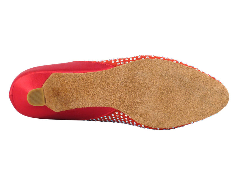 CD5506 Red Suede & Satin Cuban Heel