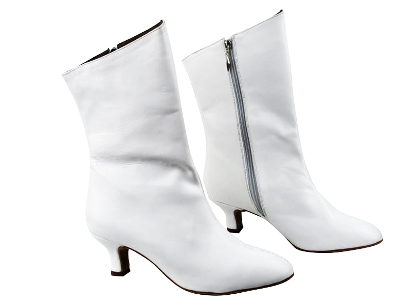 VFBoot PP205A Ankle Bootie White Leather with 2" Slim Cuban heel in the photo