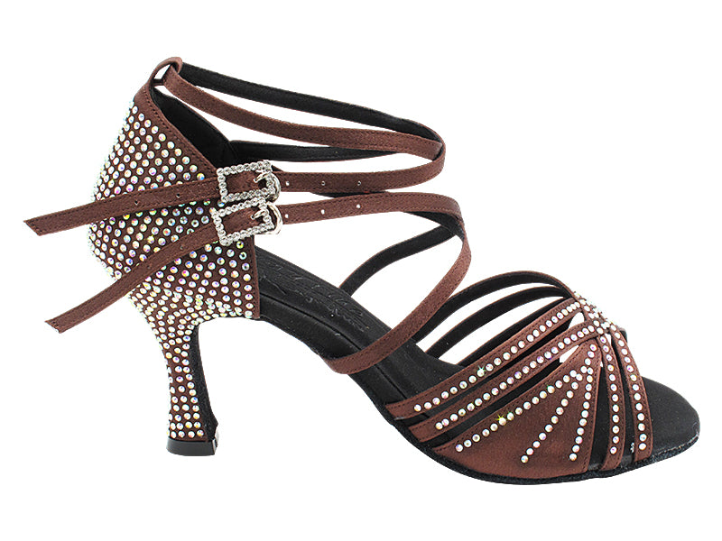 S1006CC 82 Coffee Brown Satin with 3" Flare Heel (YQG) in the photo