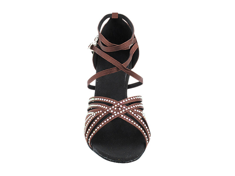 S1006CC 82 Coffee Brown Satin with 3" Flare Heel (YQG) in the photo