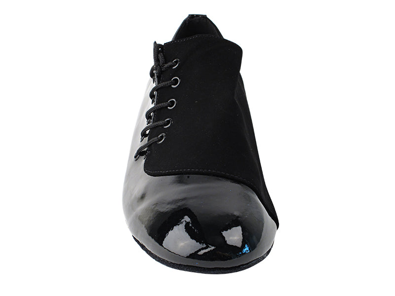 S2519 Nubuck noir et cuir verni noir