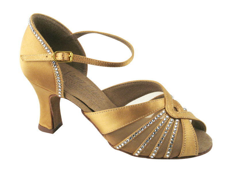 S2805 Tan Satin with enhanced rhinestone design