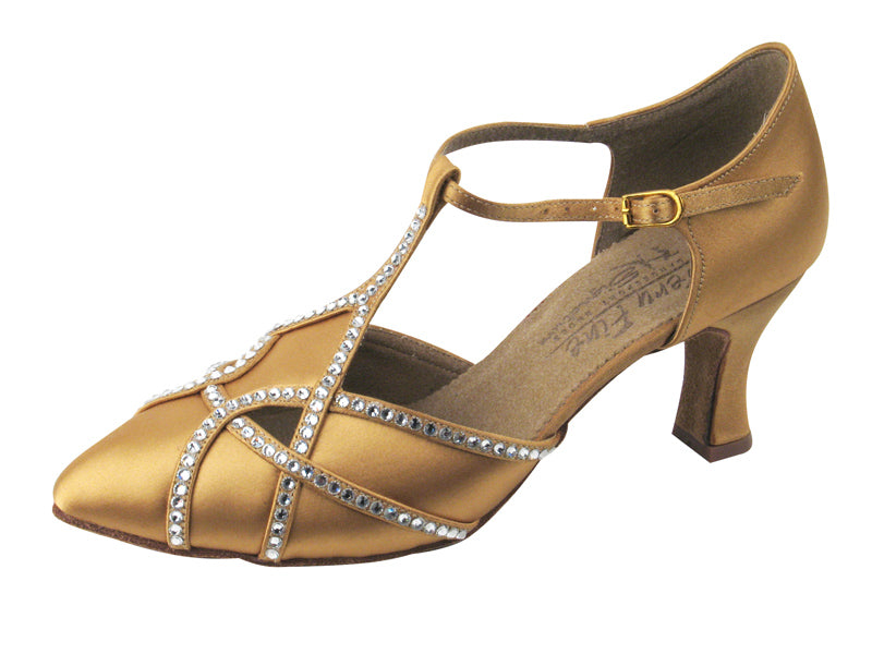 S3801 Tan Satin with enhanced rhinestone design