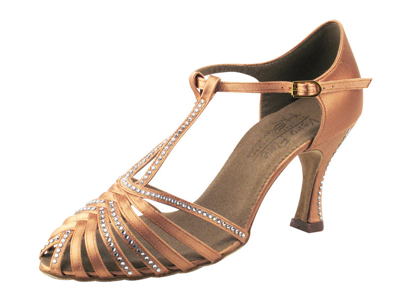 S9177 Tan Satin with enhanced rhinestone design