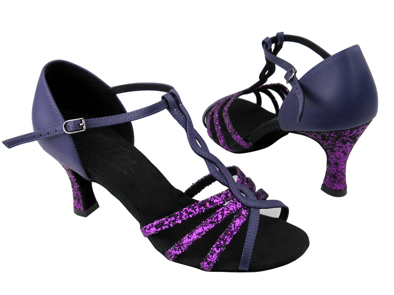 S92300_C1692_BH2 Purple Sparkle_H_BB23 Purple Leather Without Mesh with 2.75" Flare heel in the photo