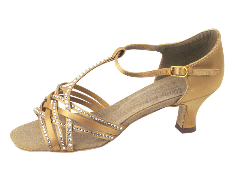 S92304 Tan Satin with enhanced rhinestone design