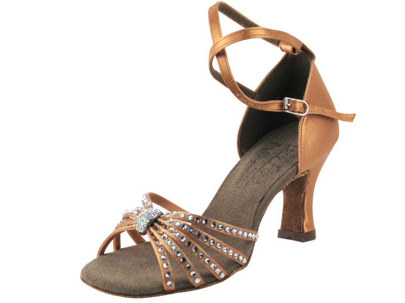 S92311 Tan Satin with enhanced rhinestone design