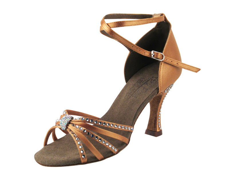 S92311 Tan Satin with enhanced rhinestone design