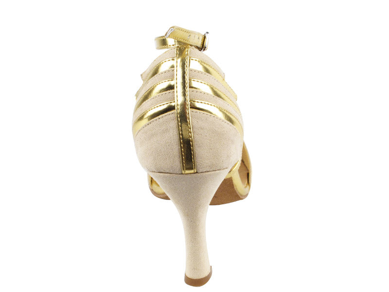 SERA1700 Beige Nubuck & Gold Trim