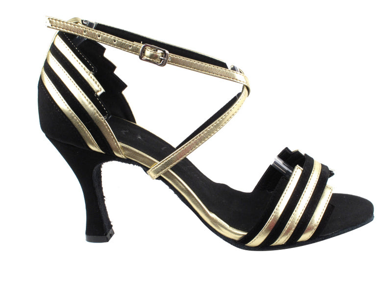 SERA1700 Black Suede & Light Gold Trim