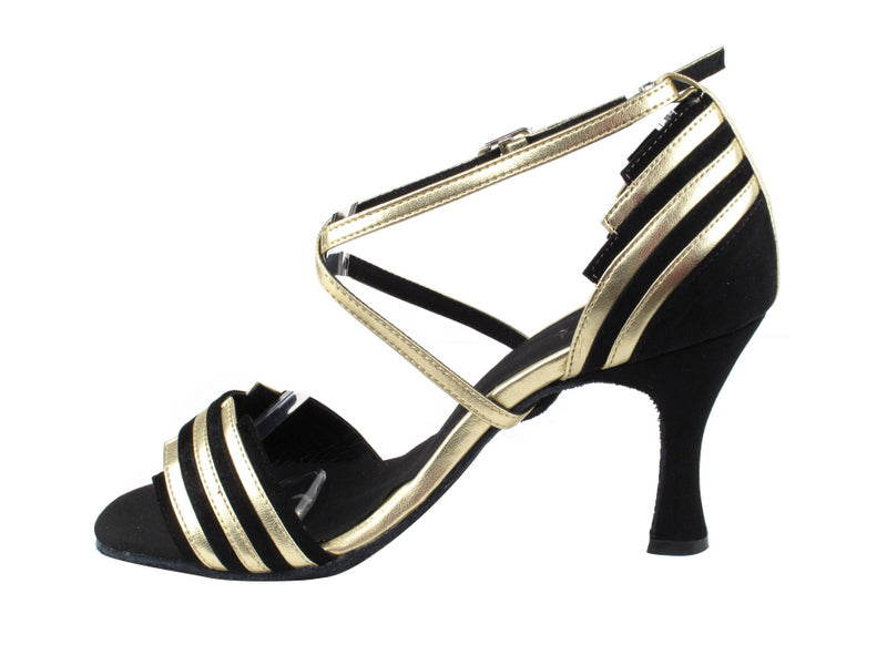 SERA1700 Black Suede & Light Gold Trim