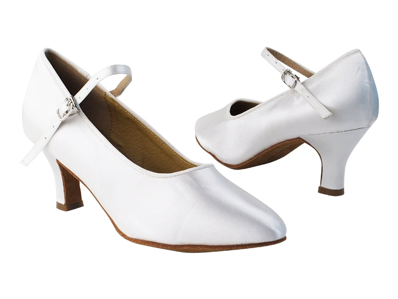 SERA5522 White Satin with 2.5" low heel in the photo