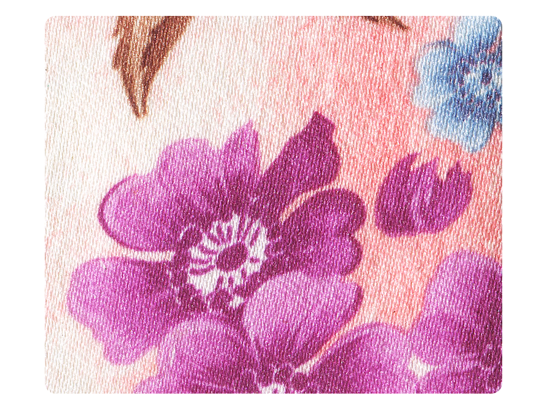 09 Pink_Purple Flower Satin Fabric Swatch