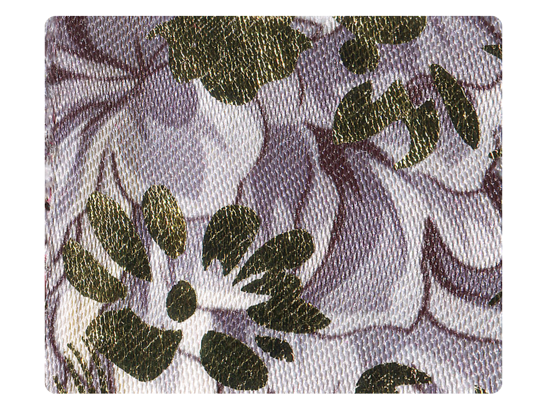 124 Grey_Gold Flower Satin Fabric Swatch