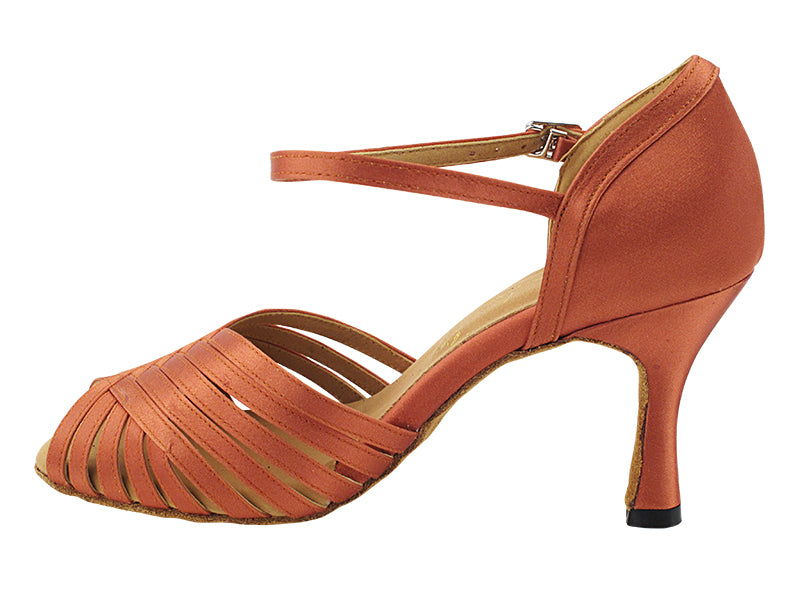 1388LEDSS Dark Tan Satin  3&quot; Heel (5059) in the photo