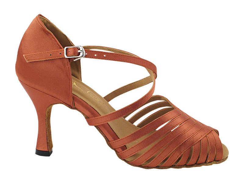 1388X Dark Tan Satin  3&quot; Heel (5059) in the photo