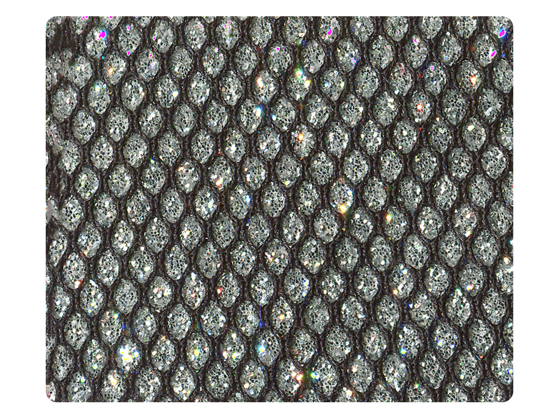 138 Black Mesh Silver Stardust Fabric Swatch