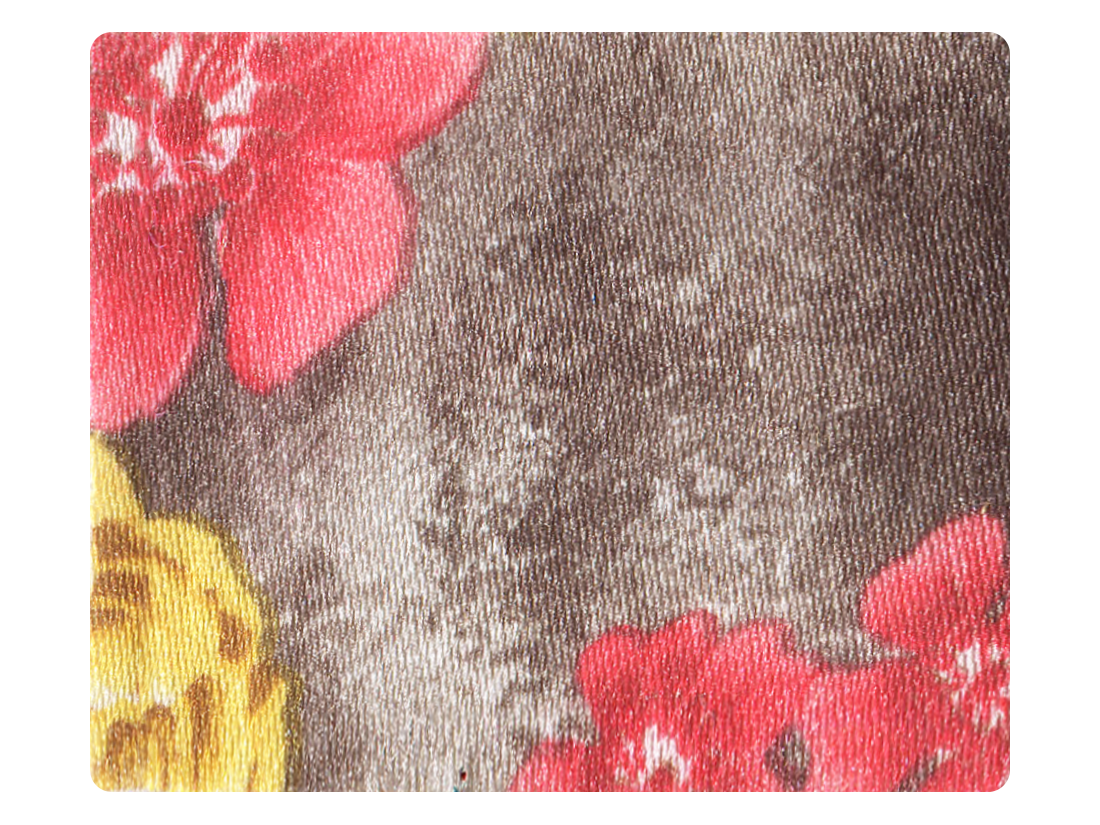 14 Grey_Red Flower Satin Fabric Swatch