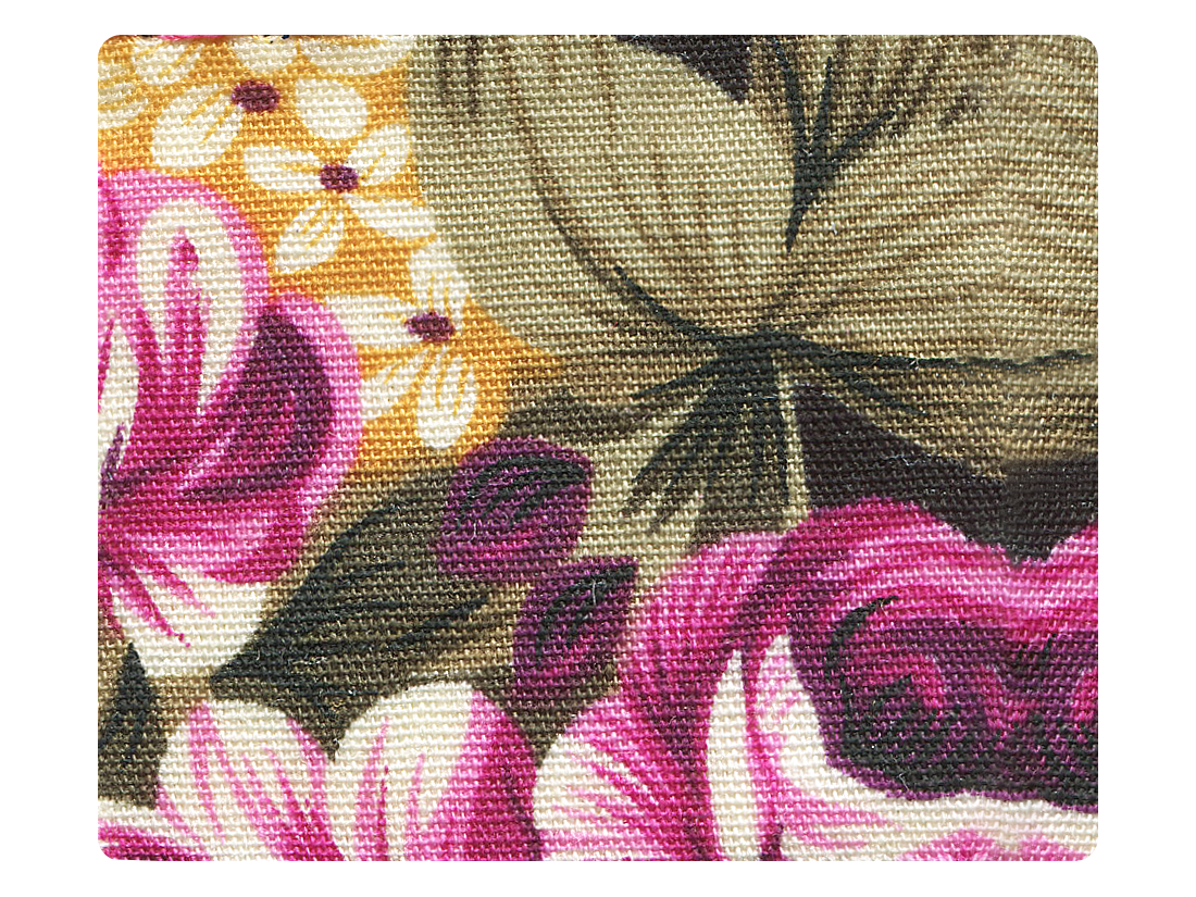 154 Yellow_Pink Flower Satin Fabric Swatch