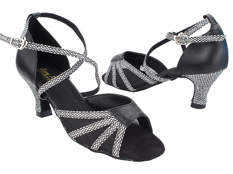 1601 Black Leather_97 Black Sparklenet_S_T_H_Black Mesh with 2.5&quot; Low Heel (2899) in the photo