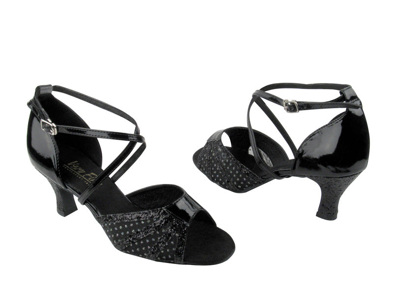 1601 Black Sparkle &amp; Black Patent &amp; 109 Mesh with 2.5&quot; Low Heel in the photo