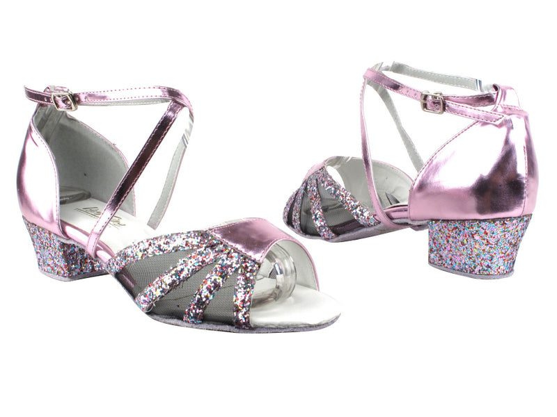 1601 187 Purple Illusion Sparkle_H_150 Purple PU_Black Mesh with 1.5&quot; Medium Heel in the photo