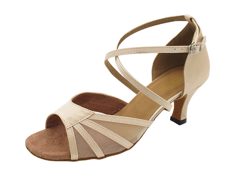 1601 192 Flesh Satin & Flesh Mesh with 2.5" Heel (2899) in the photo