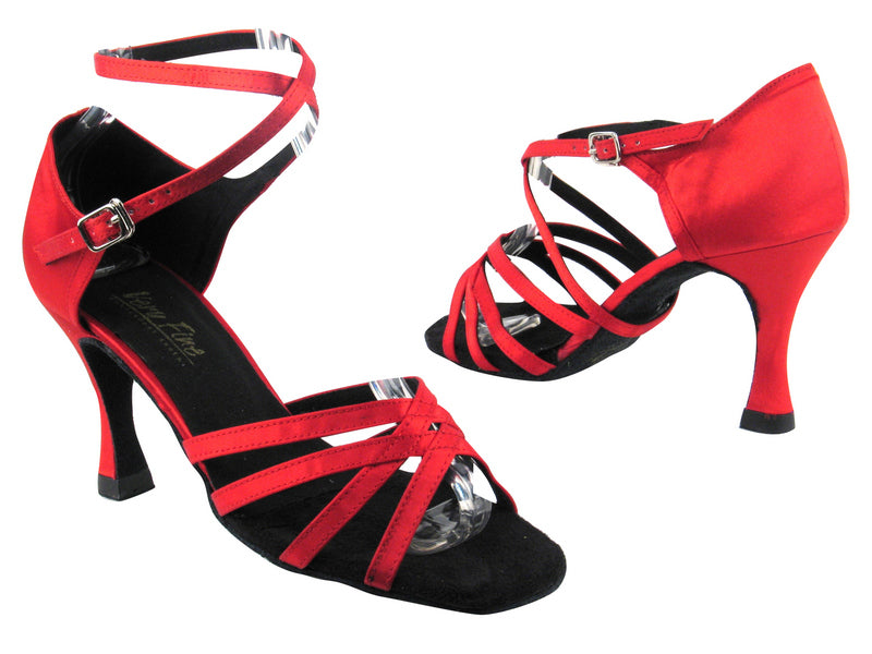 1606 112 Red Satin with 3.5&quot; heel in the photo