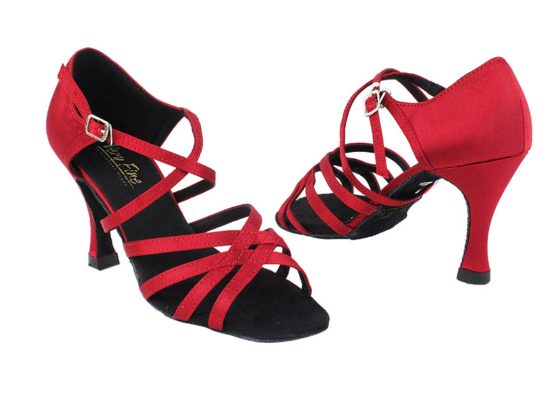 1606 268 Dark Red Satin with 3.5" Heel in the photo