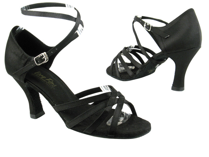 1606 Black Satin with 3&quot; heel in the photo