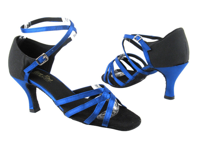 1606 247 Gem Blue Satin_83 Black Suede with 2.75" Heel in the photo