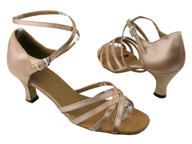 1606 Light Brown Satin with 2.5&quot; Low heel in the photo