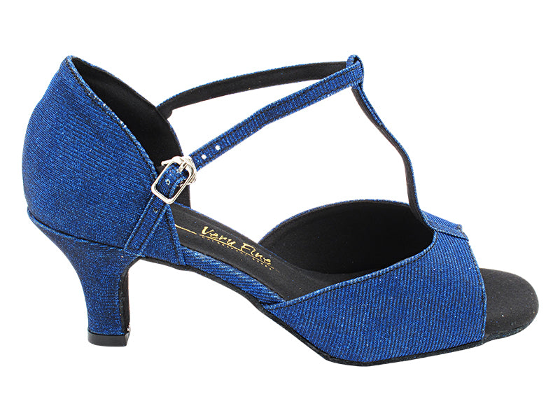 1609 Glitter Dark Blue Satin with 2.5&quot; Heel (2899) in the photo