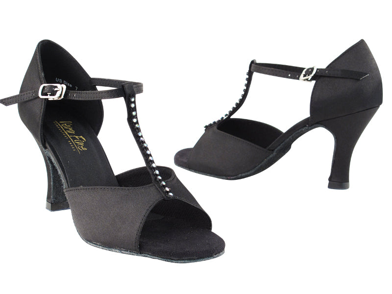 1609 Black Satin &amp; Stone with 3&quot; Heel in the photo