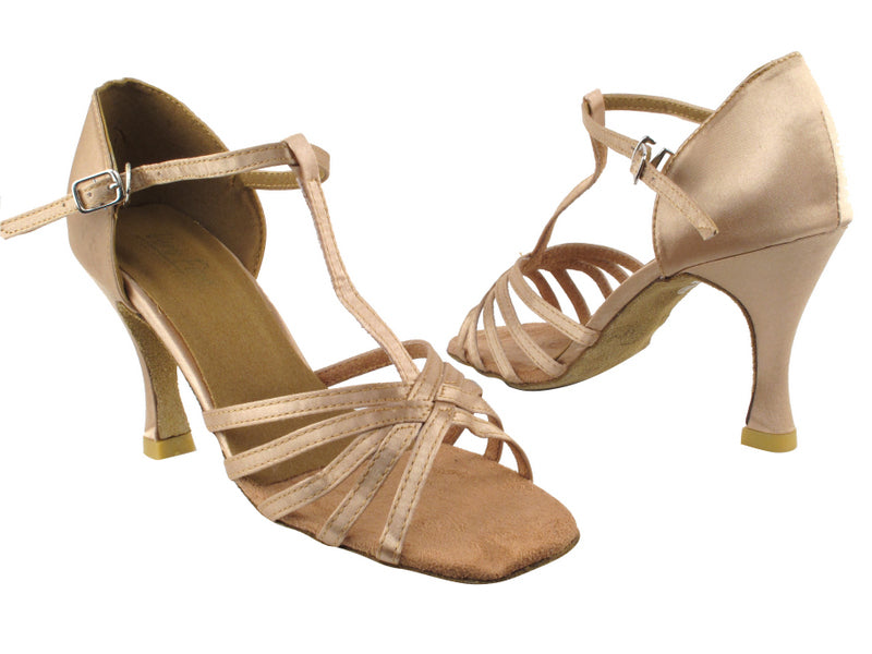 1612 135 Light Brown Satin_same as 16612 without Mesh with 3.5&quot; Heel in the photo
